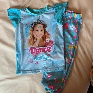 Girls 'Dance Like Nastya' Blue PJs Top and Bottom size 4